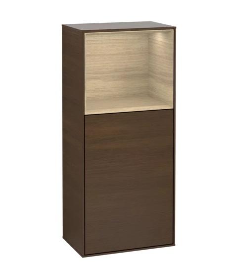 Шафка для ванної Villeroy & Boch Finion 41,8х93,6х27 см петлі праворуч з підсвічуванням ДСП шпон волоського горіха/шпон дуба G510PCGN