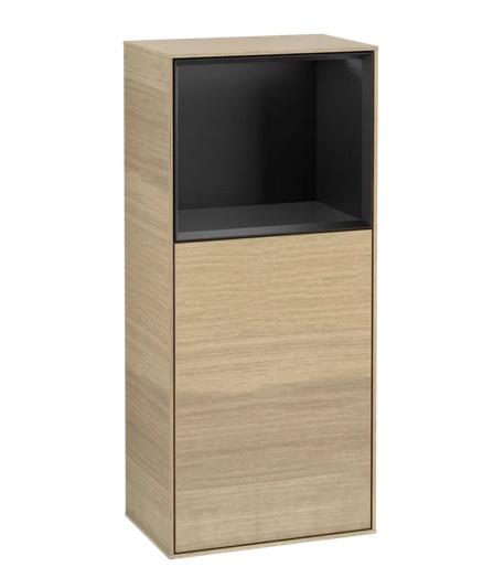 Шафка для ванної Villeroy & Boch Finion 41,8х93,6х27 см петлі праворуч з підсвічуванням ДСП шпон дуба/чорний матовий лак G510PDPC