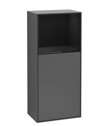 Шкафчик для ванной Villeroy & Boch Finion 41,8х93,6х27 см петли справа с подсветкой МДФ антрацит матовый лак/глянцевый черный лак G510PHGK