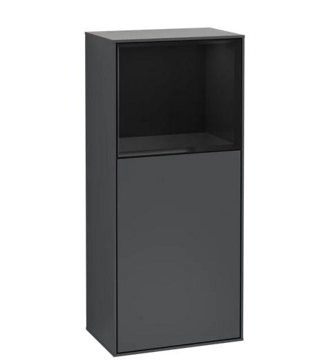 Шкафчик для ванной Villeroy & Boch Finion 41,8х93,6х27 см петли справа с подсветкой МДФ темно-синий матовый лак/глянцевый черный лак G510PHHG