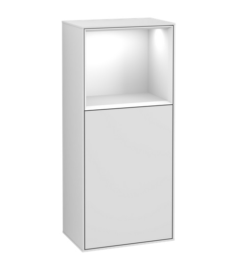 Шафка для ванної Villeroy & Boch Finion 41,8х93,6х27 см петлі зліва з підсвічуванням МДФ білий матовий лак/глянцевий білий лак F520GFMT