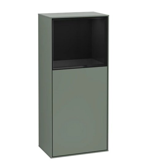 Шкафчик для ванной Villeroy & Boch Finion 41,8х93,6х27 см петли справа с подсветкой МДФ оливковый матовый лак/глянцевый черный лак G510PHGM