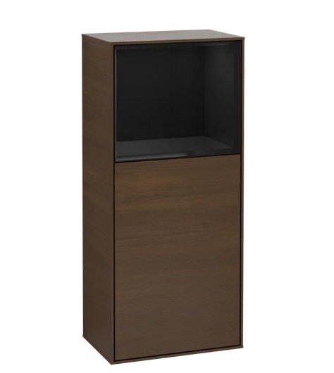 Шкафчик для ванной Villeroy & Boch Finion 41,8х93,6х27 см петли справа с подсветкой ДСП шпон грецкого ореха/глянцевый черный лак G510PHGN