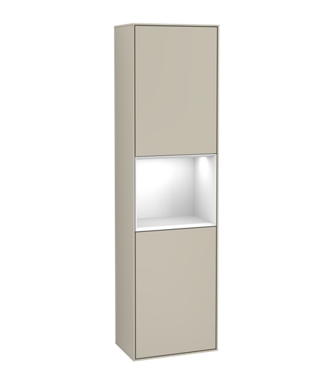 Пенал Villeroy & Boch Finion 41,8x151,6х27 см петли слева с подсветкой МДФ песок матовый лак/глянцевый белый лак G460GFHH