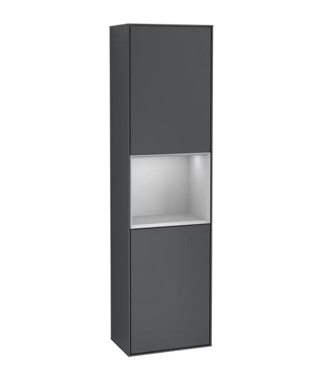 Пенал Villeroy & Boch Finion 41,8x151,6х27 см петли слева с подсветкой МДФ темно-синий матовый лак/светло-серый матовый лак G460GJHG