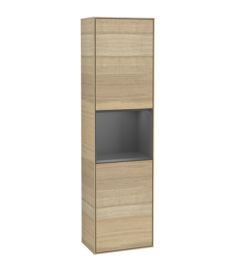 Пенал Villeroy & Boch Finion 41,8x151,6х27 см петли слева с подсветкой ДСП шпон дуба/антрацит матовый лак G460GKPC