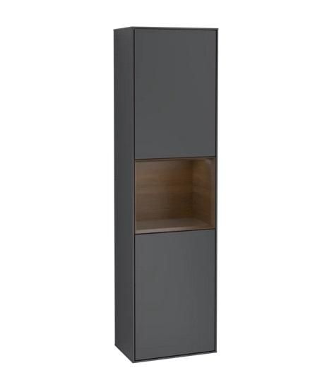 Пенал Villeroy & Boch Finion 41,8x151,6х27 см петлі зліва з підсвічуванням МДФ темно-синій матовий лак/шпон волоського горіха G460GNHG