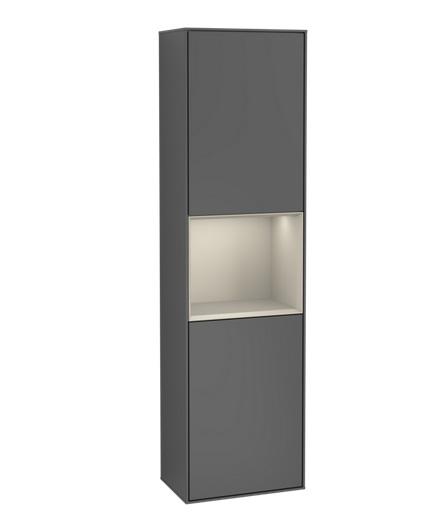 Пенал Villeroy & Boch Finion 41,8x151,6х27 см петлі зліва з підсвічуванням МДФ антрацит матовий лак/пісок матовий лак G460HHGK