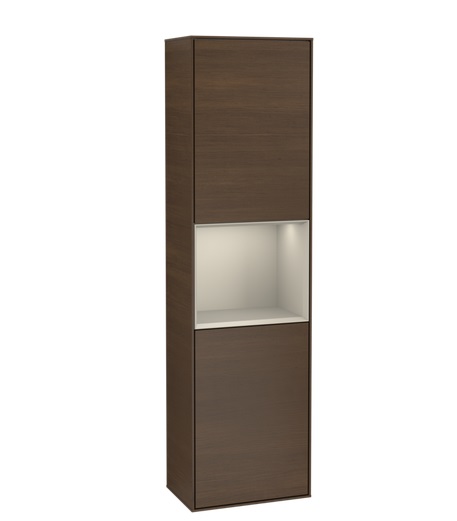 Пенал Villeroy & Boch Finion 41,8x151,6х27 см петли слева с подсветкой ДСП шпон грецкого ореха/песок матовый лак G460HHGN