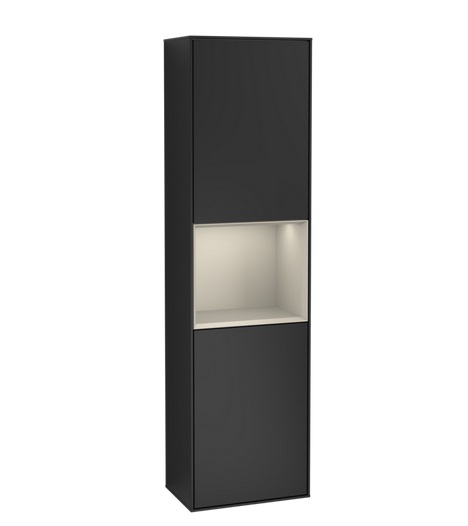 Пенал Villeroy & Boch Finion 41,8x151,6х27 см петлі зліва з підсвічуванням МДФ чорний матовий лак/пісок матовий лак G460HHPD