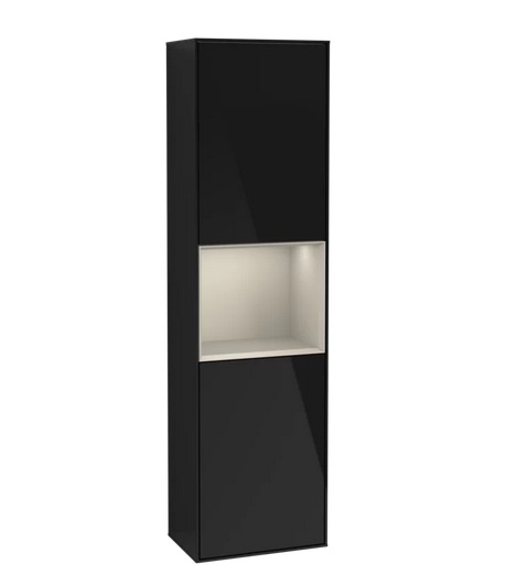 Пенал Villeroy & Boch Finion 41,8x151,6х27 см петлі зліва з підсвічуванням МДФ глянсовий чорний лак/пісок матовий лак G460HHPH