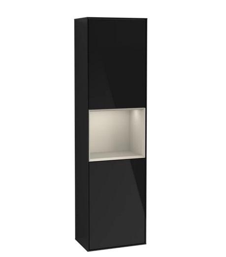 Пенал Villeroy & Boch Finion 41,8x151,6х27 см петлі зліва з підсвічуванням МДФ глянсовий чорний лак/пісок матовий лак G460HHPH