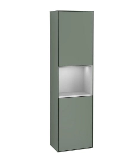 Пенал Villeroy & Boch Finion 41,8x151,6х27 см петлі зліва з підсвічуванням МДФ оливковий матовий лак/світло-сірий матовий лак G460GJGM