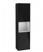 Пенал Villeroy & Boch Finion 41,8x151,6х27 см петлі зліва з підсвічуванням МДФ глянсовий чорний лак/світло-сірий матовий лак G460GJPH