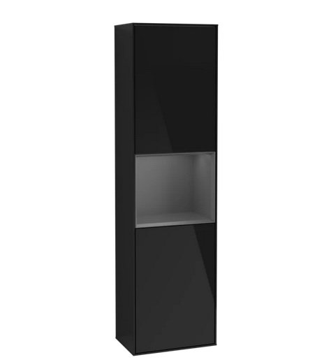 Пенал Villeroy & Boch Finion 41,8x151,6х27 см петлі зліва з підсвічуванням МДФ глянсовий чорний лак/антрацит матовий лак G460GKPH