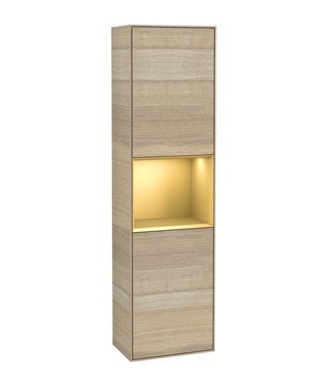 Пенал Villeroy & Boch Finion 41,8x151,6х27 см петли слева с подсветкой ДСП шпон дуба/золотой матовый лак G460HFPC