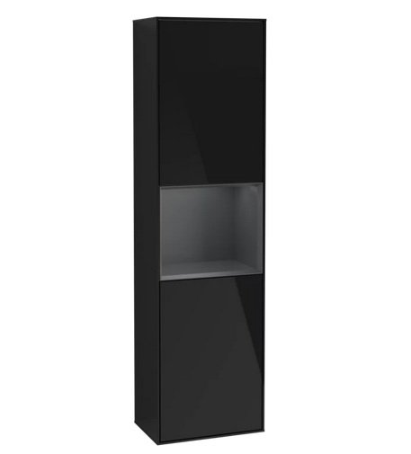 Пенал Villeroy & Boch Finion 41,8x151,6х27 см петлі зліва з підсвічуванням МДФ глянсовий чорний лак/темно-синій матовий лак G460HGPH