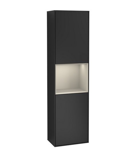 Пенал Villeroy & Boch Finion 41,8x151,6х27 см петли слева с подсветкой МДФ черный матовый лак/песок матовый лак G460HHPD