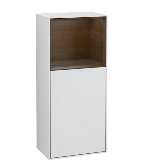 Шкафчик для ванной Villeroy & Boch Finion 41,8х93,6х27 см петли слева с подсветкой МДФ белый матовый лак/шпон грецкого ореха F520GNMT