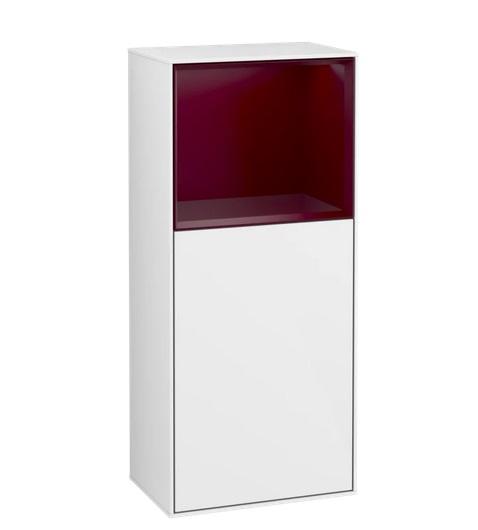 Шкафчик для ванной Villeroy & Boch Finion 41,8х93,6х27 см петли слева с подсветкой МДФ глянцевый белый лак/пион матовый лак F520HBGF
