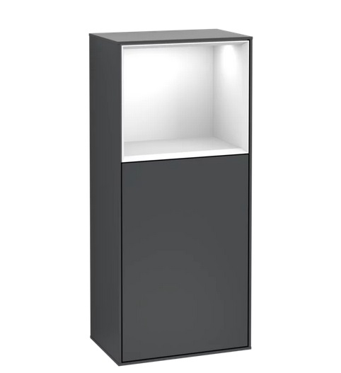 Шкафчик для ванной Villeroy & Boch Finion 41,8х93,6х27 см петли слева с подсветкой МДФ темно-синий матовый лак/глянцевый белый лак F520GFHG