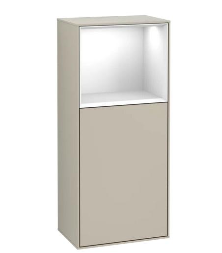 Шафка для ванної Villeroy & Boch Finion 41,8х93,6х27 см петлі зліва з підсвічуванням МДФ пісок матовий лак/глянсовий білий лак F520GFHH