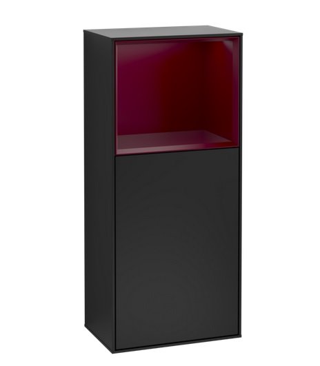 Шкафчик для ванной Villeroy & Boch Finion 41,8х93,6х27 см петли слева с подсветкой МДФ черный матовый лак/пион матовый лак F520HBPD