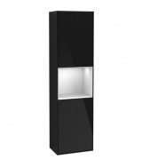 Пенал Villeroy & Boch Finion 41,8x151,6х27 см петлі зліва з підсвічуванням МДФ глянсовий чорний лак/білий матовий лак G460MTPH