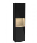 Пенал Villeroy & Boch Finion 41,8x151,6х27 см петлі зліва з підсвічуванням МДФ глянсовий чорний лак/шпон дуба G460PCPH