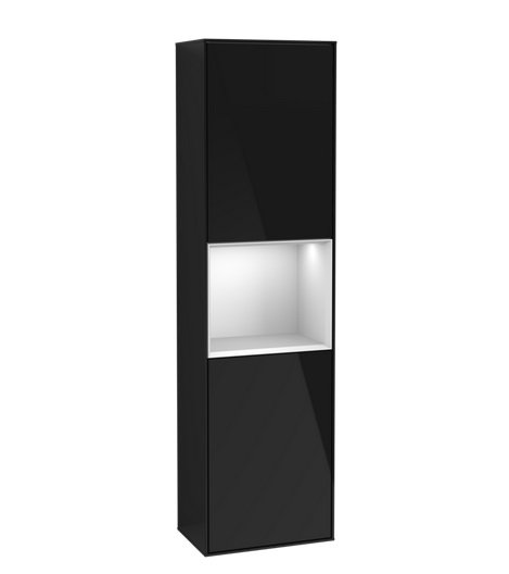 Пенал Villeroy & Boch Finion 41,8x151,6х27 см петлі зліва з підсвічуванням МДФ глянсовий чорний лак/білий матовий лак G460MTPH