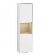 Пенал Villeroy & Boch Finion 41,8x151,6х27 см петлі зліва з підсвічуванням МДФ глянсовий білий лак/шпон дуба G460PCGF