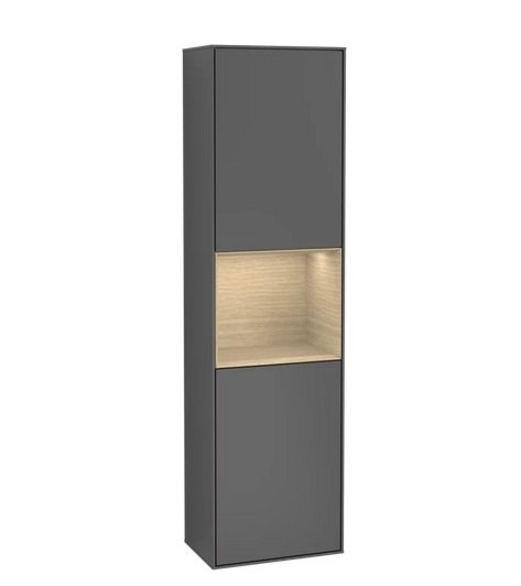 Пенал Villeroy & Boch Finion 41,8x151,6х27 см петлі зліва з підсвічуванням МДФ антрацит матовий лак/шпон дуба G460PCGK