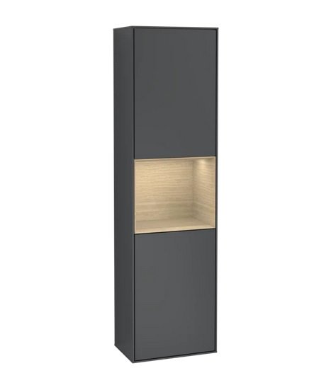 Пенал Villeroy & Boch Finion 41,8x151,6х27 см петлі зліва з підсвічуванням МДФ темно-синій матовий лак/шпон дуба G460PCHG