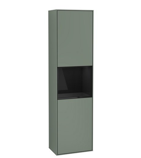 Пенал Villeroy & Boch Finion 41,8x151,6х27 см петлі зліва з підсвічуванням МДФ оливковий матовий лак/глянцевий чорний лак G460PHGM