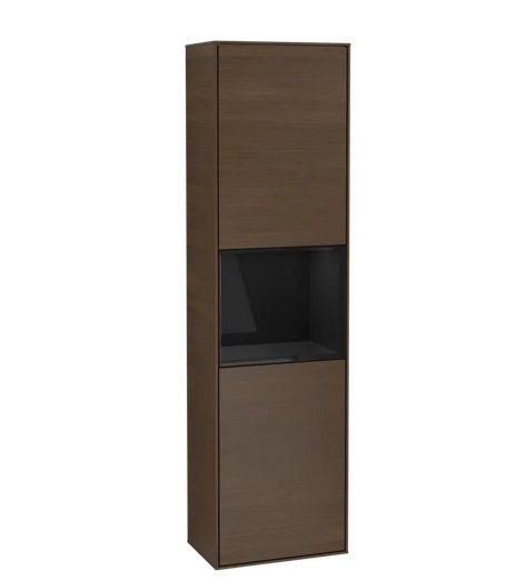 Пенал Villeroy & Boch Finion 41,8x151,6х27 см петлі зліва з підсвічуванням ДСП шпон волоського горіха/глянцевий чорний лак G460PHGN