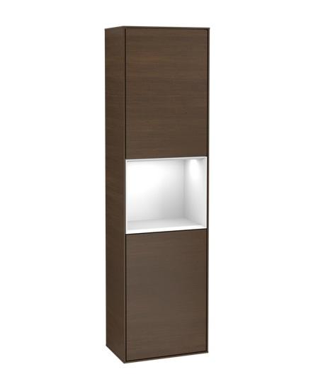 Пенал Villeroy & Boch Finion 41,8x151,6х27 см петли справа с подсветкой ДСП шпон грецкого ореха/глянцевый белый лак F470GFGN