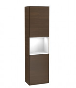 Пенал Villeroy & Boch Finion 41,8x151,6х27 см петлі праворуч з підсвічуванням ДСП шпон волоського горіха/глянсовий білий лак F470GFGN