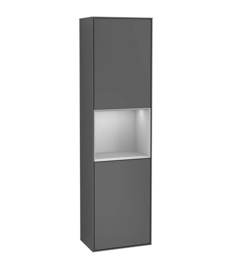 Пенал Villeroy & Boch Finion 41,8x151,6х27 см петлі праворуч з підсвічуванням МДФ антрацит матовий лак/світло-сірий матовий лак F470GJGK