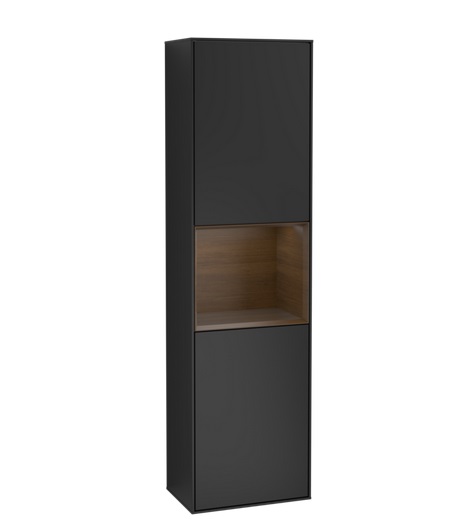 Пенал Villeroy & Boch Finion 41,8x151,6х27 см петли справа с подсветкой МДФ черный матовый лак/грецкий орех шпон F470GNPD