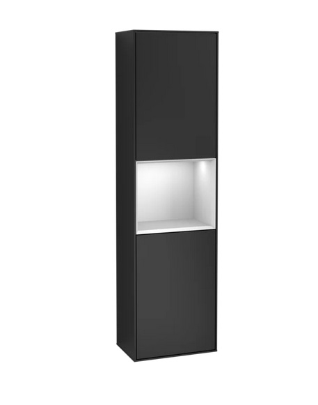 Пенал Villeroy & Boch Finion 41,8x151,6х27 см петли справа с подсветкой МДФ черный матовый лак/белый матовый лак F470MTPD