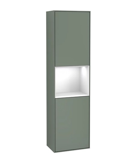 Пенал Villeroy & Boch Finion 41,8x151,6х27 см петли справа с подсветкой МДФ оливковый матовый лак/глянцевый белый F470GFGM