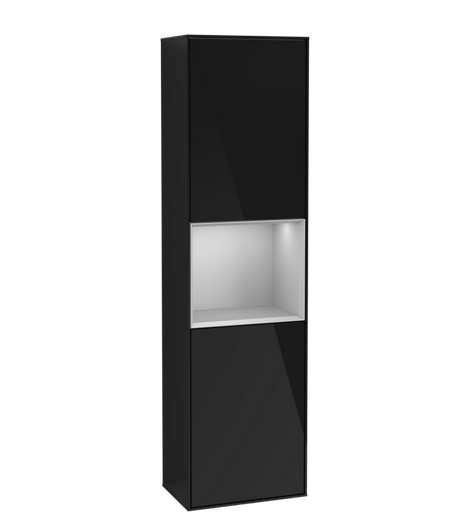 Пенал Villeroy & Boch Finion 41,8x151,6х27 см петли справа с подсветкой МДФ глянцевый черный лак/светло-серый матовый лак F470GJPH