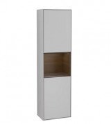 Пенал Villeroy & Boch Finion 41,8x151,6х27 см петлі праворуч з підсвічуванням МДФ світло-сірий матовий лак/волоський горіх шпон F470GNGJ