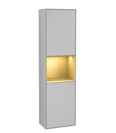 Пенал Villeroy & Boch Finion 41,8x151,6х27 см петли справа с подсветкой МДФ светло-серый матовый лак/золотой матовый лак F470HFGJ