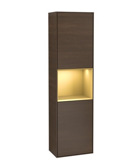 Пенал Villeroy & Boch Finion 41,8x151,6х27 см петли справа с подсветкой ДСП шпон грецкого ореха/золотой матовый лак F470HFGN