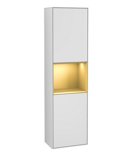 Пенал Villeroy & Boch Finion 41,8x151,6х27 см петли справа с подсветкой МДФ белый матовый лак/золотой матовый лак F470HFMT