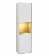 Пенал Villeroy & Boch Finion 41,8x151,6х27 см петли справа с подсветкой МДФ белый матовый лак/золотой матовый лак F470HFMT