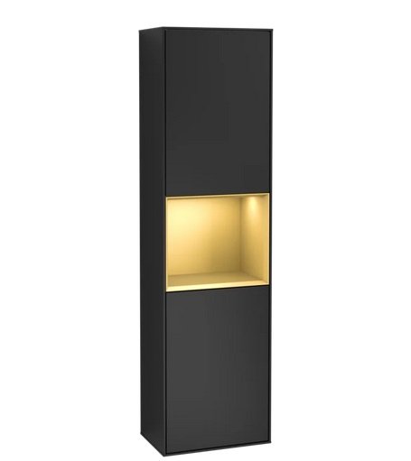 Пенал Villeroy & Boch Finion 41,8x151,6х27 см петлі праворуч з підсвічуванням МДФ чорний матовий лак/золотий матовий лак F470HFPD