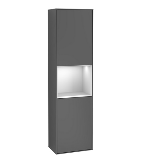 Пенал Villeroy & Boch Finion 41,8x151,6х27 см петлі з підсвічуванням МДФ антрацит матовий лак/білий матовий лак F470MTGK