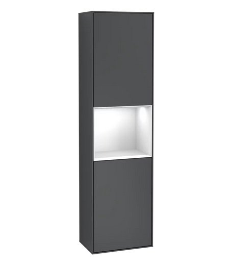 Пенал Villeroy & Boch Finion 41,8x151,6х27 см петли справа с подсветкой МДФ темно-синий матовый лак/глянцевый белый лак F470GFHG